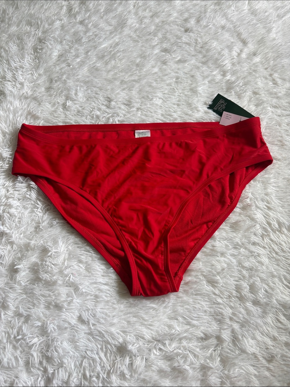 NWT Wild Fable Red Mid Rise High Leg Cheeky Bikini Swim Bottoms Only Size 1X